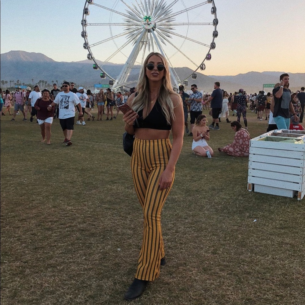 Urban Outfitters Yellow Striped Flare Pants